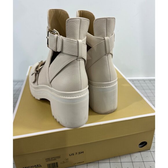 Michael Kors Corey Cutout Ankle Boots Tumbled Leather Natural Cream Sz. 7.5 - Picture 5 of 11